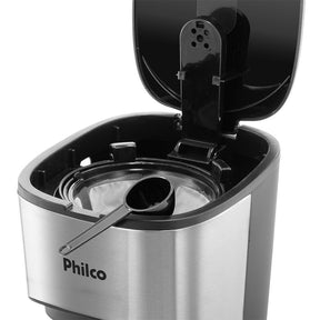 Imagem da parte interna da Cafeteira Philco 600ml; Acompanha colher medidora.