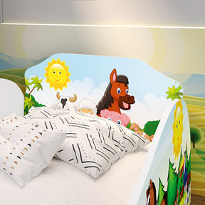 Imagem ambientada da cabeceira da Cama Infantil Montessoriana Segura.