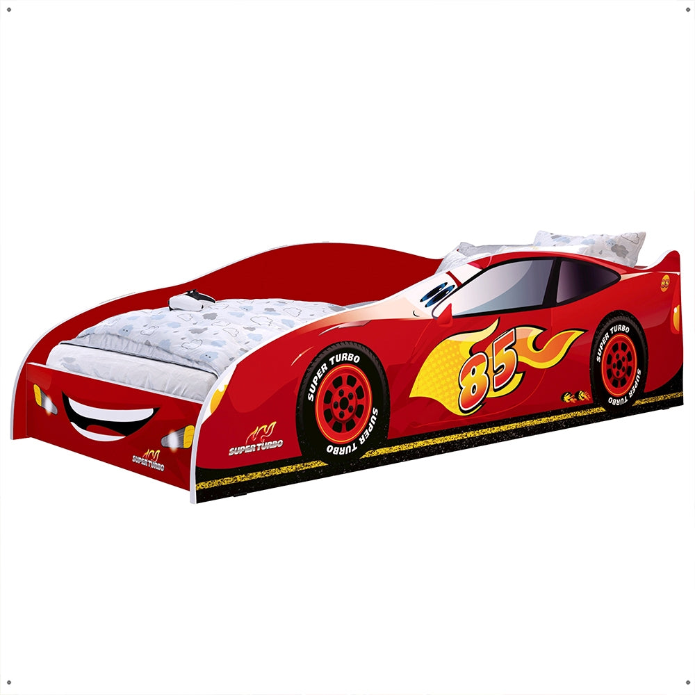 Imagem da Cama Infantil Montessoriana Segura; Modelo: Carro Turbo 85 Vermelho.