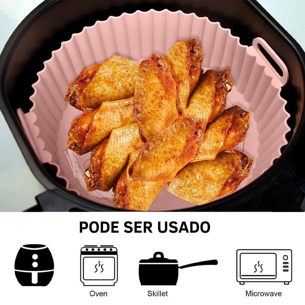 6 formas de silicone formato redondo para assar em air fryer, forno e micro-ondas