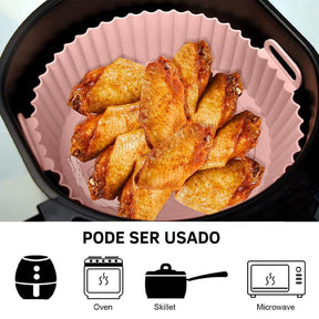 6 formas de silicone formato redondo para assar em air fryer, forno e micro-ondas