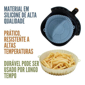 6 formas de silicone formato redondo para assar em forno, air fryer ou micro-ondas com material de alta qualidade, resistente a altas temperaturas e durável.