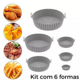 6 formas de silicone formato redondo para assar em forno, air fryer ou micro-ondas