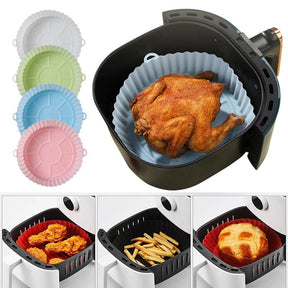 6 formas de silicone formato redondo para assar em air fryer e diversas opções de cores