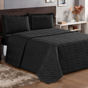 Imagem do Kit Cobre Leito Luxo para Cama de Casal na cor Preto.