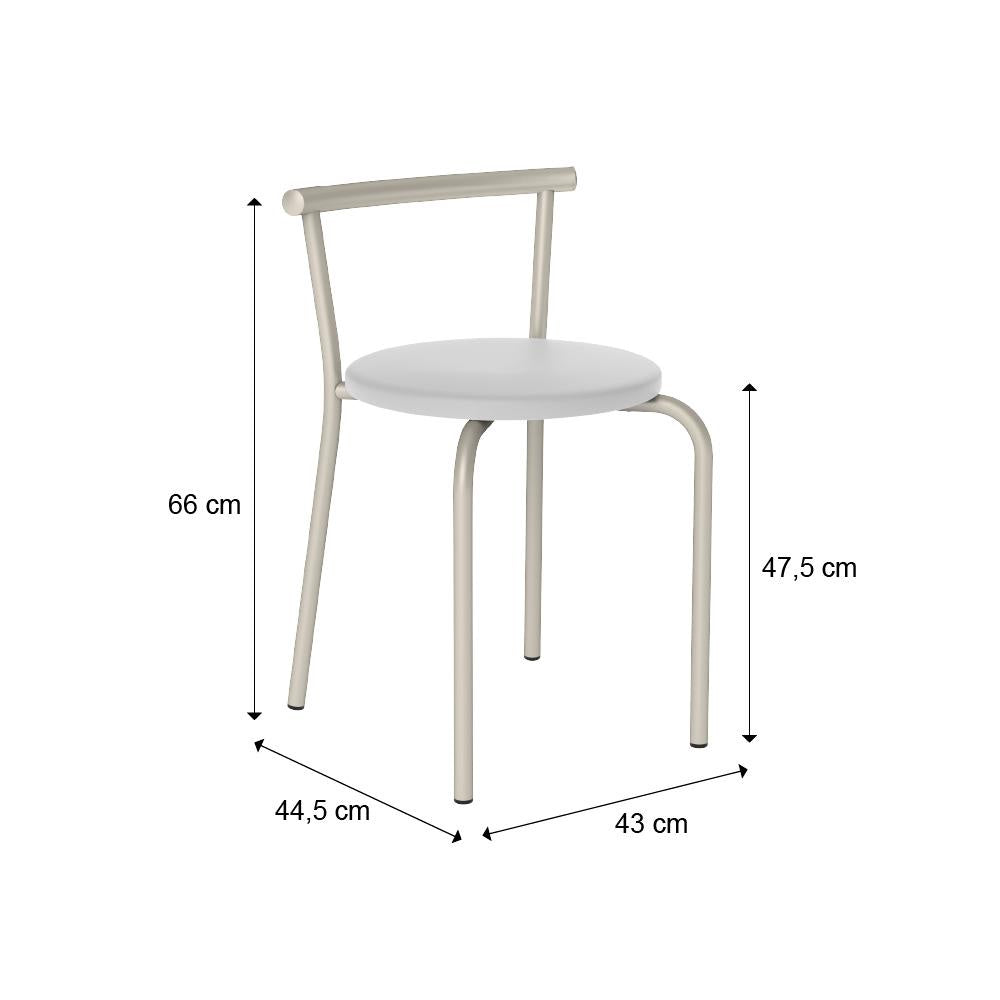 Imagem mostrando as medidas da cadeira do Conjunto Sala de Jantar 1 Mesa e 2 Cadeiras.