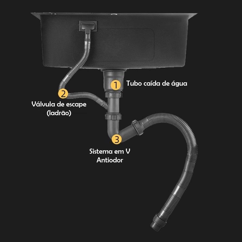 Imagem das válvulas da Cuba Gourmet inox Dourada com Acessórios.