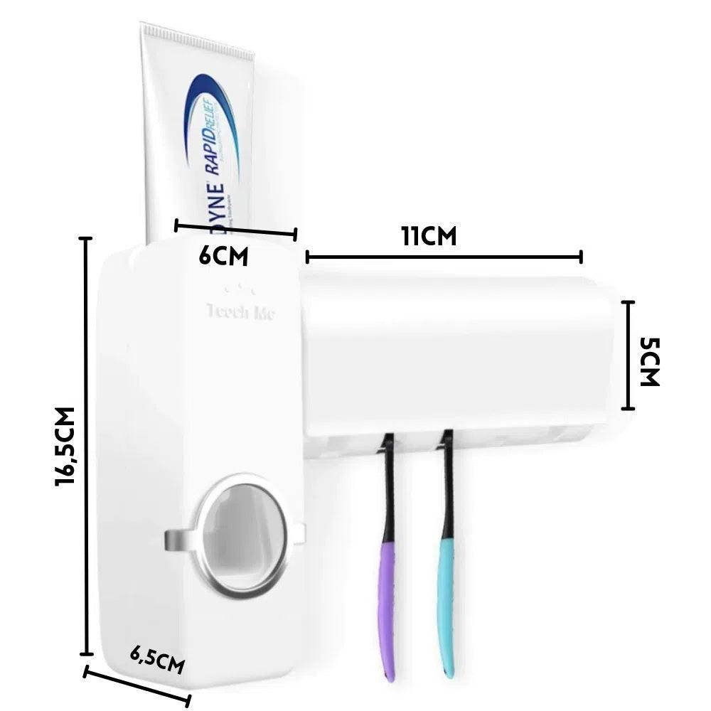 Dispenser de creme dental e porta escova com suporte prático econômico