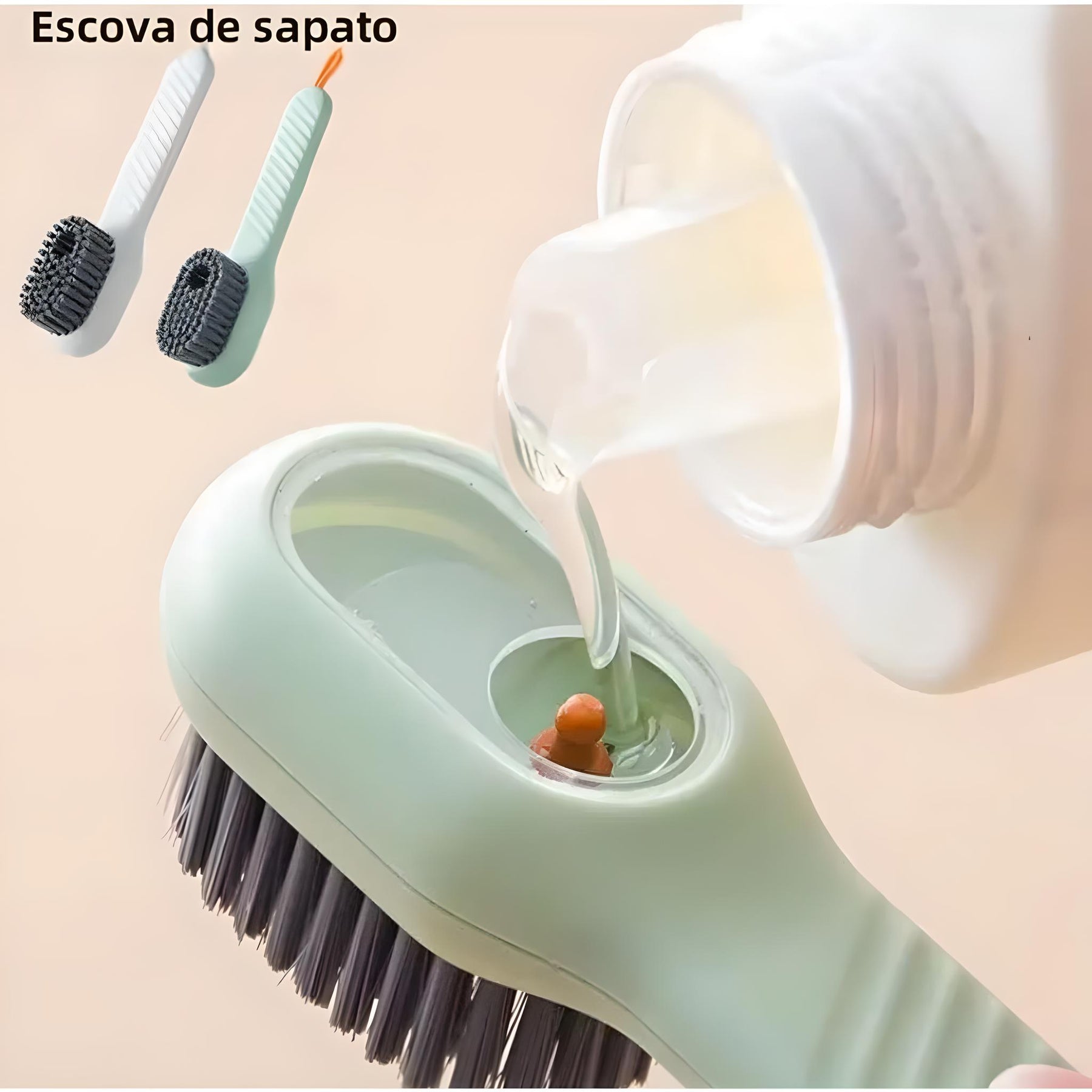 Imagem da Escova Limpa Sapato com Dispenser Reservatório.