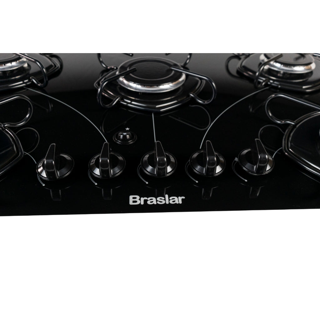 Imagem aproximada do Cooktop Fogão 5 Bocas a Gás Bivolt.