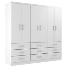 Imagem do Guarda-Roupa Casal Bérgamo 6 Portas 9 Gavetas, Branco.