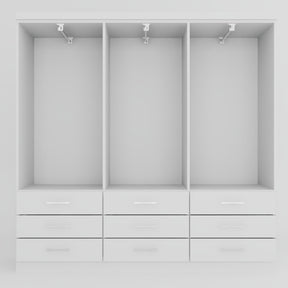 Imagem interna do Guarda-Roupa Casal Bérgamo 6 Portas 9 Gavetas, Branco.