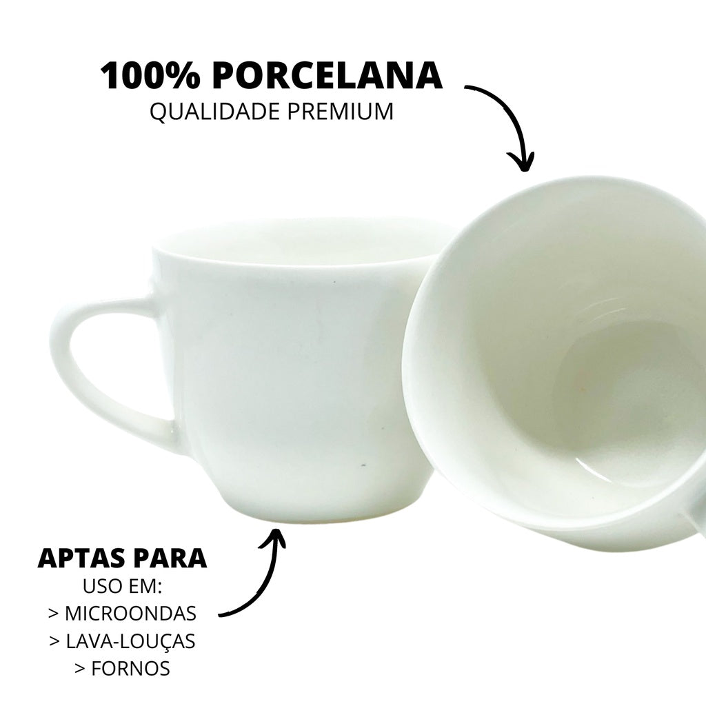 Imagem do Jogo 6 Xicaras de Porcelana Branca 170ml.