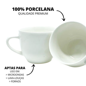 Imagem do Jogo 6 Xicaras de Porcelana Branca 170ml.