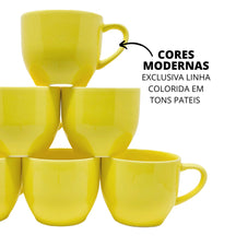 Imagem do Jogo 6 Xícaras 170ml de Porcelana Colorida, Amarelo.