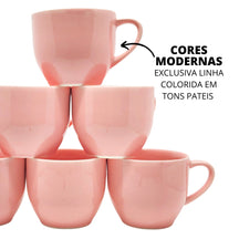 Imagem do Jogo 6 Xícaras 170ml de Porcelana Colorida, Rosa.