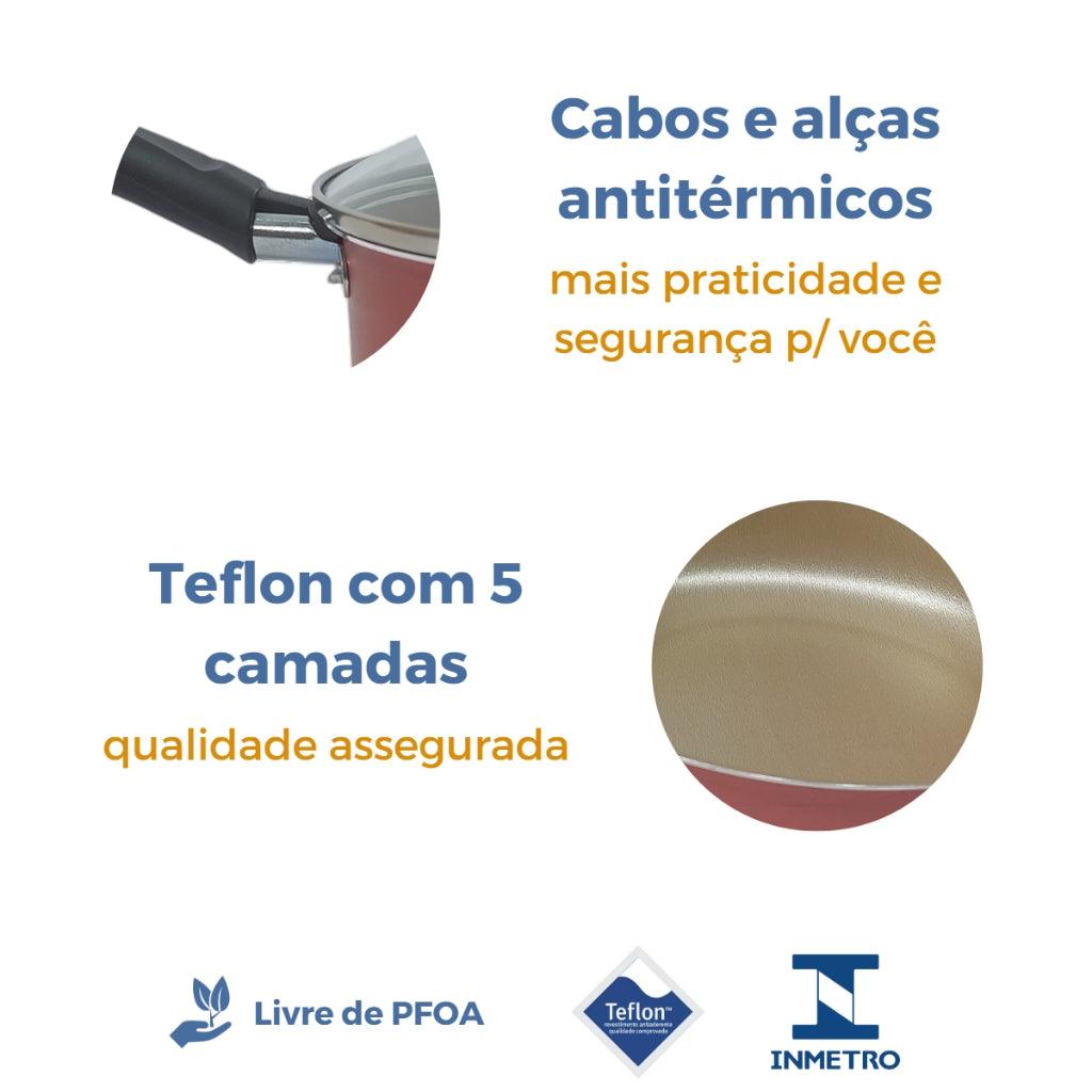 Jogo de Panelas Kit 9 Peças Antiaderente Tampa Vidro Teflon