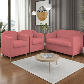 Imagem ambientada do Conjunto 2 Poltronas Decorativas Tilla e Namoradeira, Rosa.