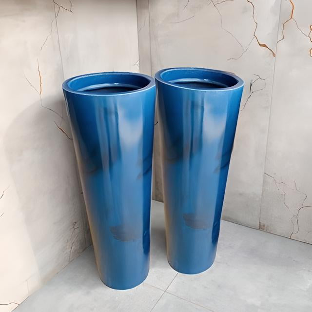 Imagem do Conjunto 2 Vasos para Plantas Marmorizado Luxo, Azul.