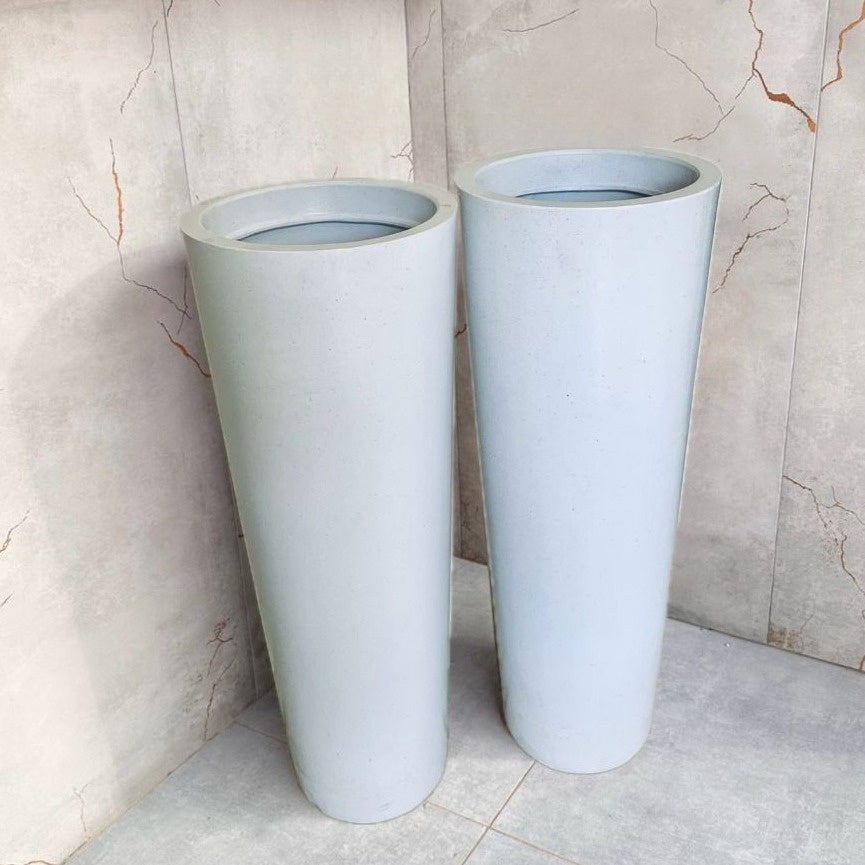 Imagem do Conjunto 2 Vasos para Plantas Marmorizado Luxo, Branco.