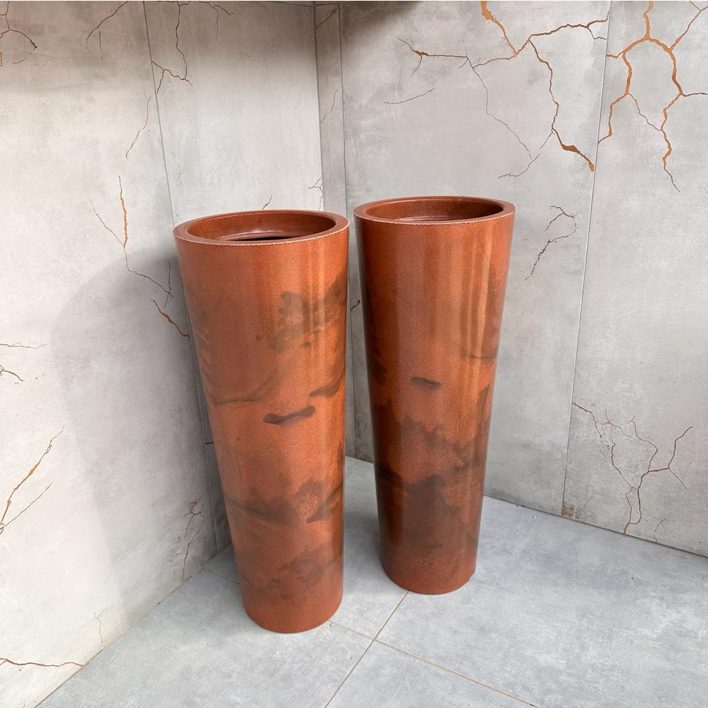 Imagem do Conjunto 2 Vasos para Plantas Marmorizado Luxo, Marrom.