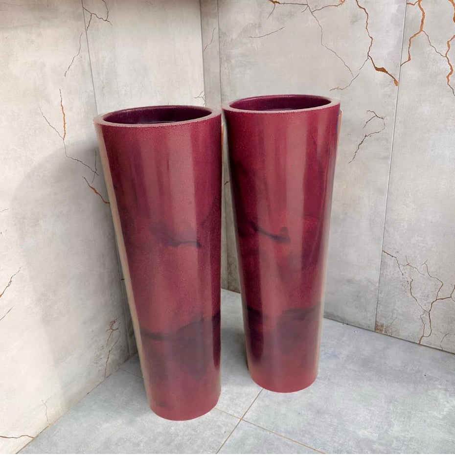 Imagem do Conjunto 2 Vasos para Plantas Marmorizado Luxo, Ruby.