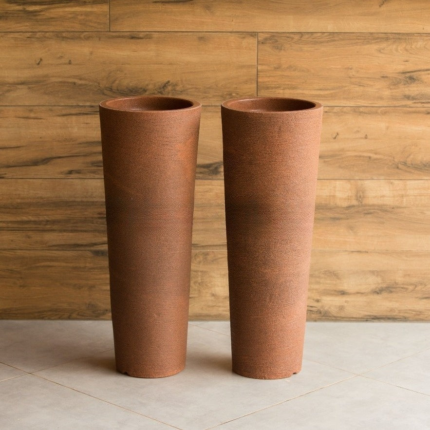 Imagem do Conjunto 2 Vasos para Plantas Marmorizado Luxo, Terracota Grafiato.