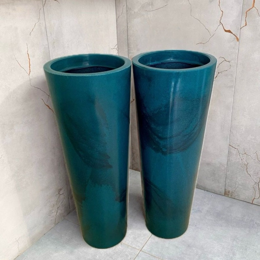 Imagem do Conjunto 2 Vasos para Plantas Marmorizado Luxo, Verde.