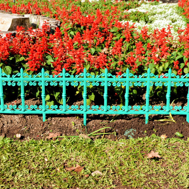 Imagem ambientada da Cerca Estilo Ferro Fundido para Jardim, Verde.