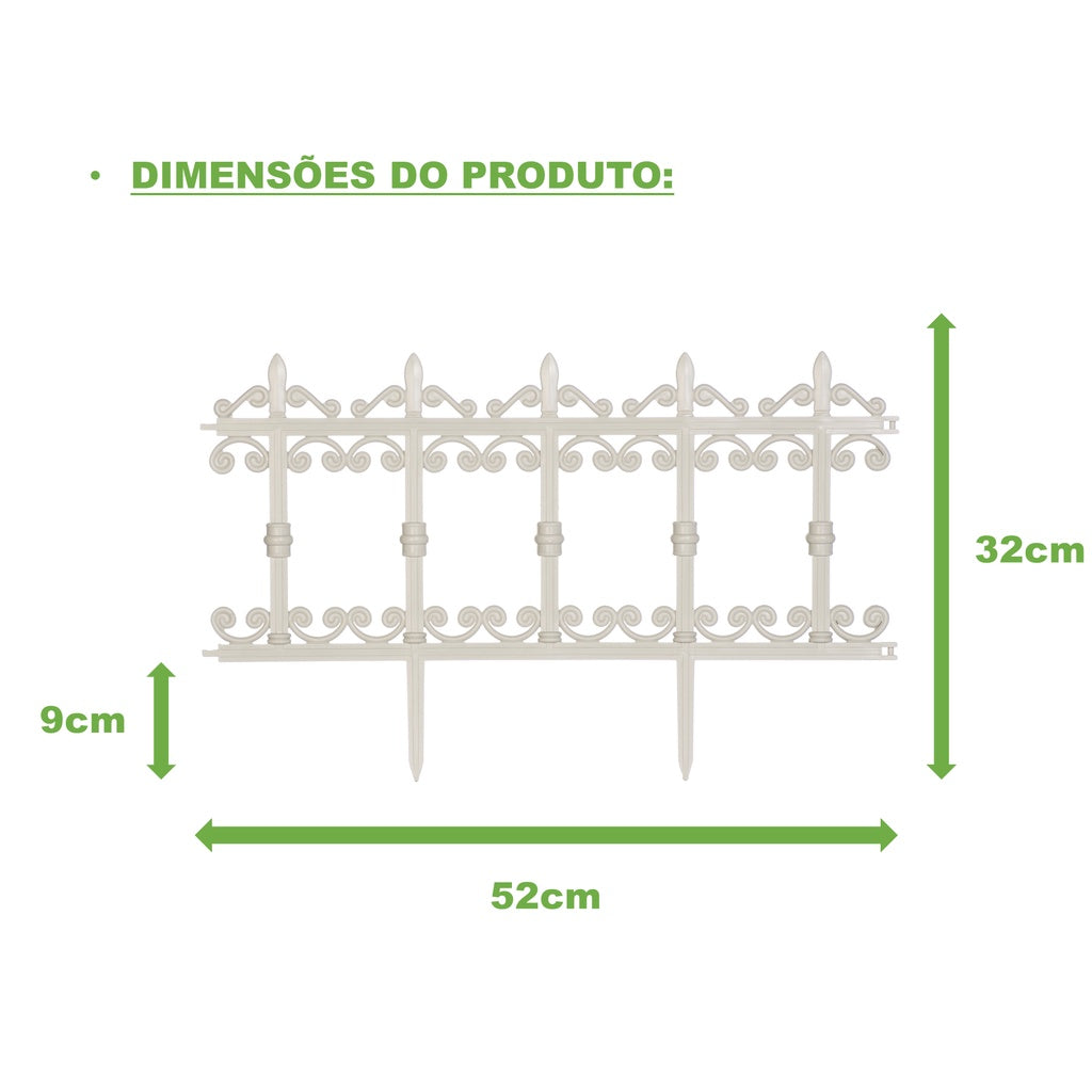 Imagem das dimensões da Cerca Estilo Ferro Fundido para Jardim.