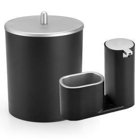 Imagem do Conjunto Lixeira 5L e Dispenser Luxo, Preto e Prata.