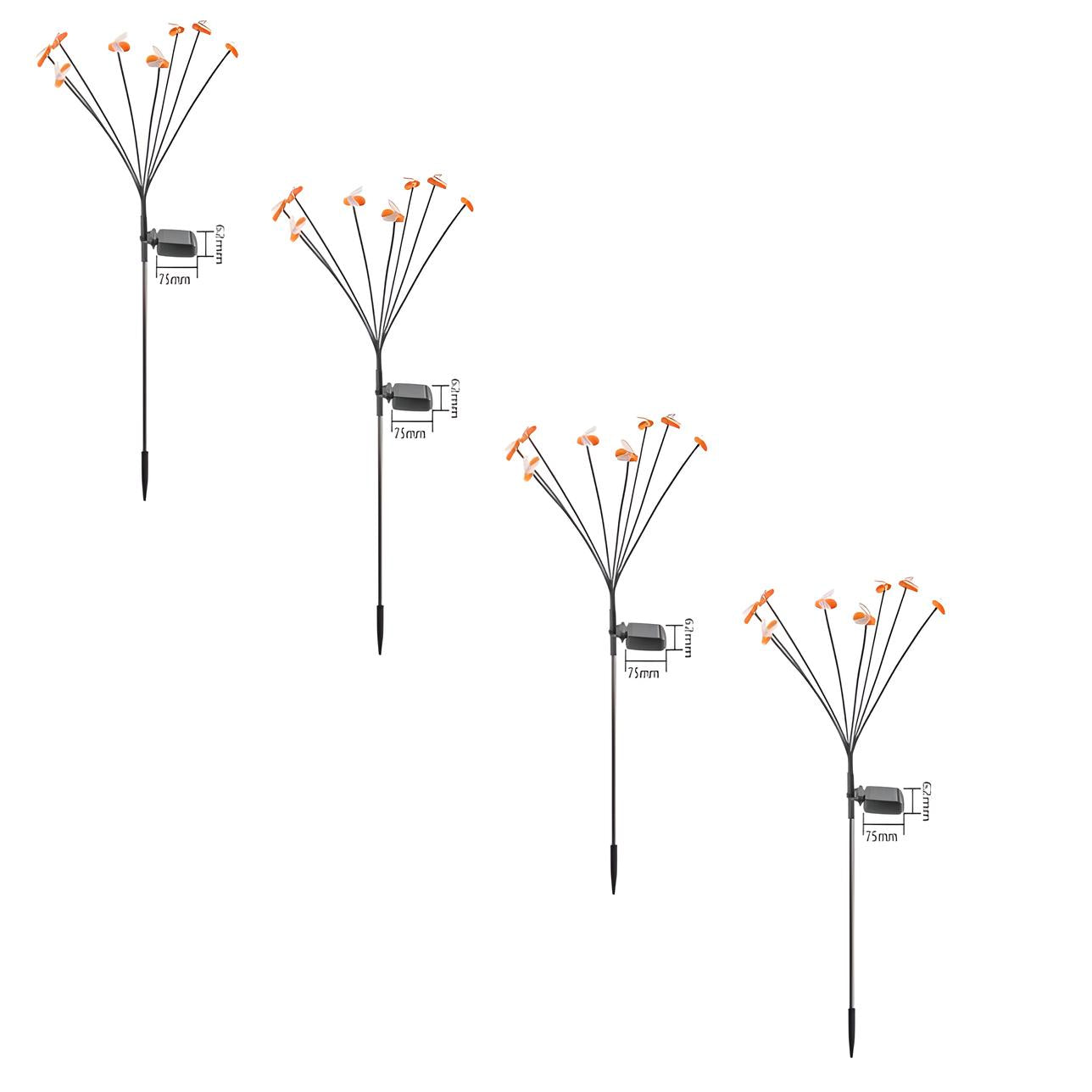 Imagem ambientada do Kit Luminária Solar de Abelha para Jardim, 4 Peças.