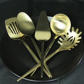 Imagem do Kit 5 Utensílios de Cozinha Dourado Gourmet.