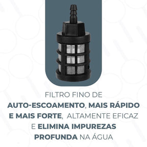 Filtro para lavadora de alta pressão portátil profissional sem fio. O filtro fino ajuda a eliminar impurezas profundas na água