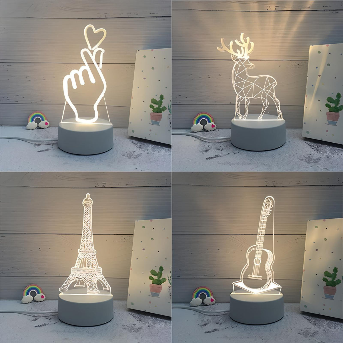 Imagem com vários modelos da Luminária para Mesa de LED 3D.