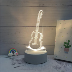 Imagem da Luminária para Mesa de LED 3D, Modelo Violão.