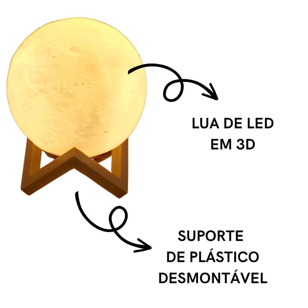 Luminária abajur de alto relevo com design de lua de cor amarela com suporte de plástico desmontável