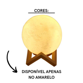 Luminária abajur de alto relevo com design de lua de cor amarela