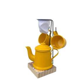 Imagem do Conjunto Mini Coador de Café com Bule e 2 Canecas 90ml, Amarelo.