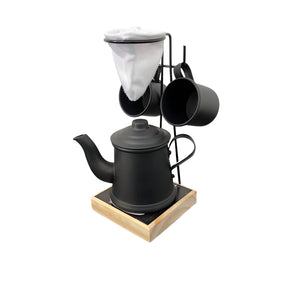 Imagem do Conjunto Mini Coador de Café com Bule e 2 Canecas 90ml, Preto.