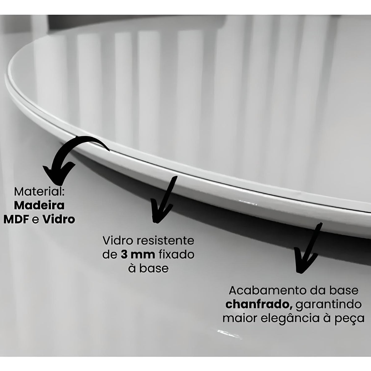 Imagem mostrando as características do Prato Giratório para Mesa Luxo.