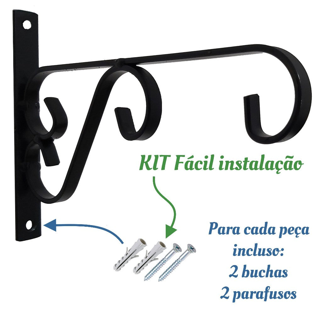 Imagem do kit de instalação do Suporte de Ferro Rústico para Vasos.