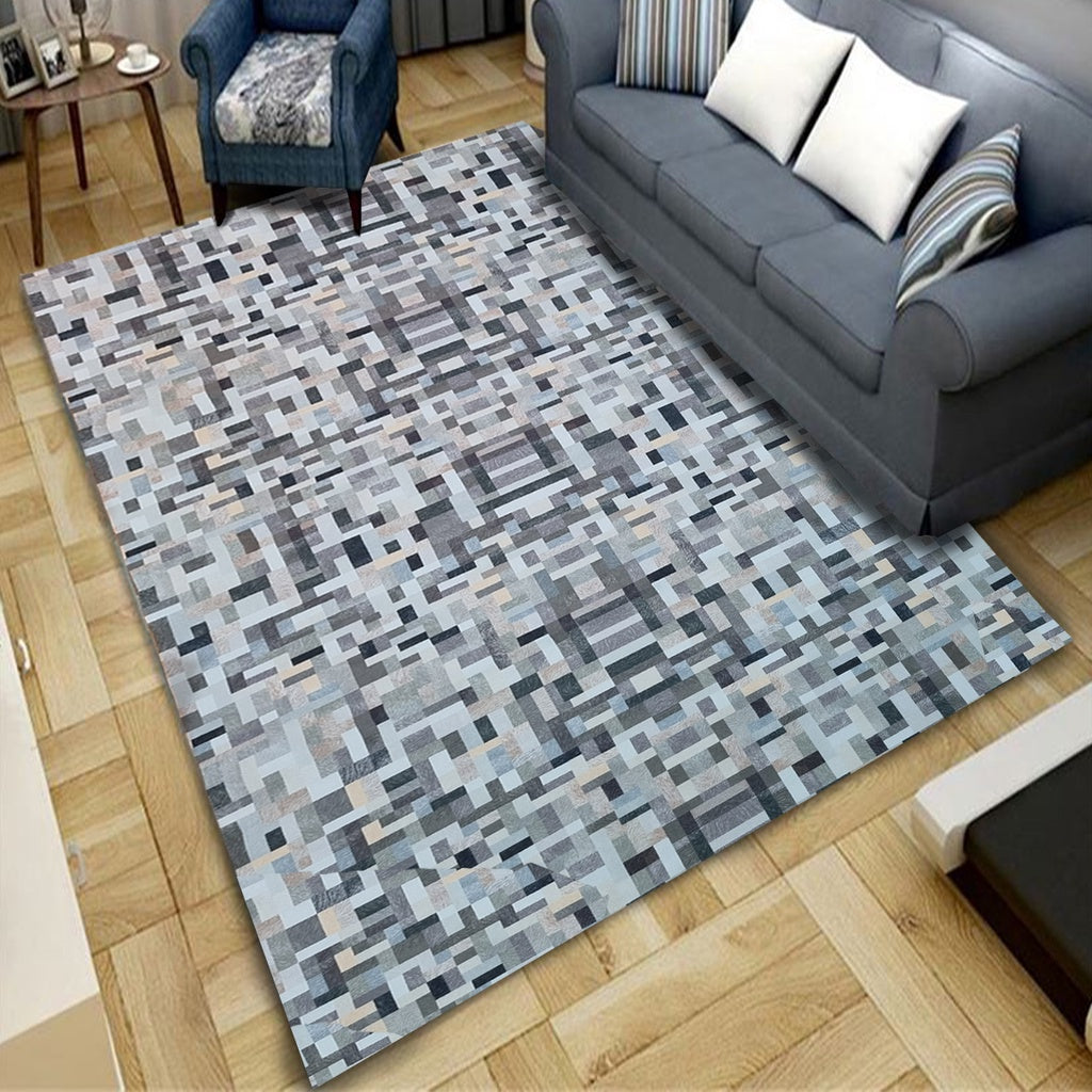 Imagem ambientada do Tapete Jacquard Luxo 2,00 x 2,40 Metros, Modelo: Quadriculado Cinza.