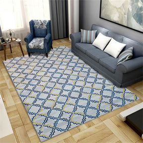 Imagem ambientada do Tapete Jacquard Luxo 2,00 x 2,40 Metros, Modelo: Azul e Amarelo.