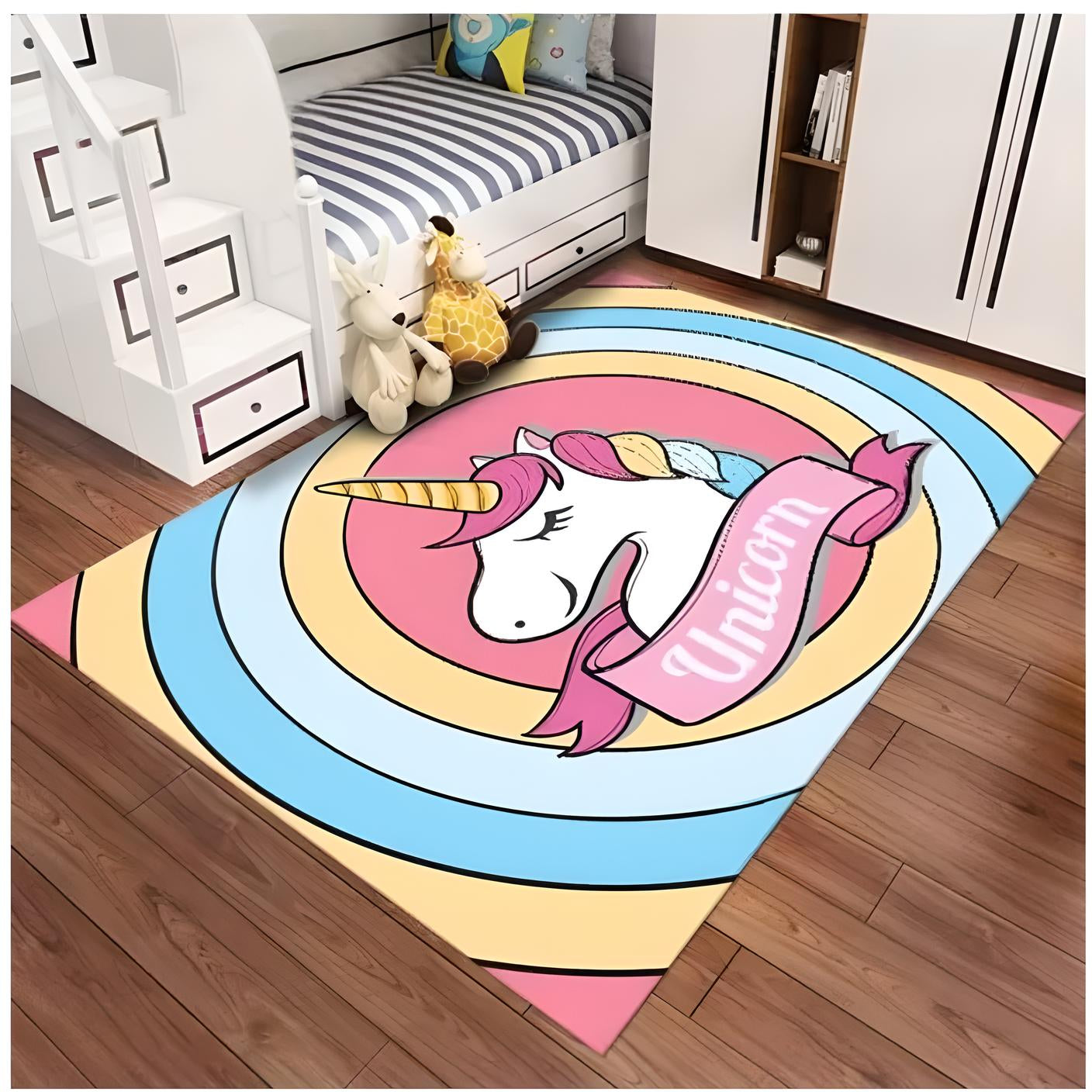 Imagem do Tapete Belga Kids Antiderrapante 1,00 X 1,40 Metros; Modelo: Unicorn.