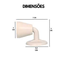 Imagem mostrando as dimensões da Trava para Porta Segura: 7 centímetros de comprimento; 5 centímetros de altura.