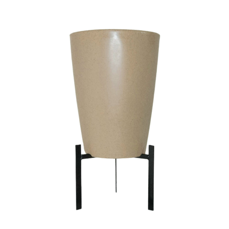 Imagem do Vaso para Planta Cone Liso com Suporte. Cor: Bege.