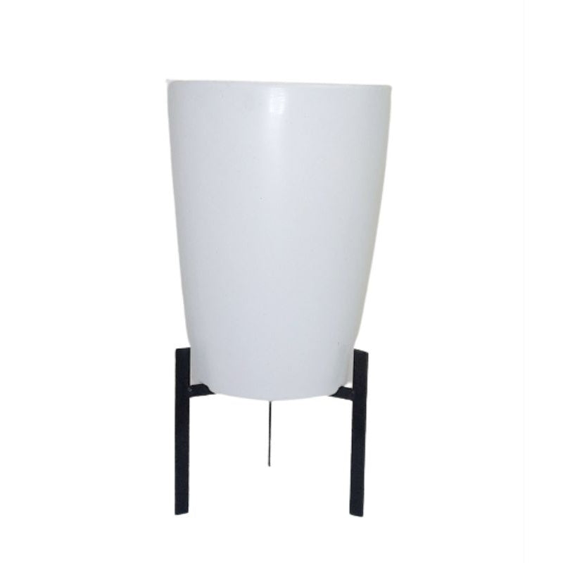 Imagem do Vaso para Planta Cone Liso com Suporte. Cor: Branco.