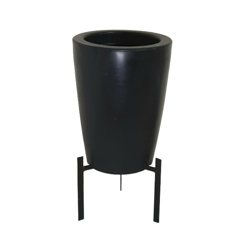 Imagem do Vaso para Planta Cone Liso com Suporte. Cor: Preto.