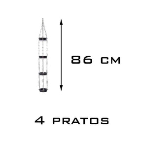 Imagem do Violeteiro com Corrente de Metal e Pratos, com 4 pratos 86 centímetros de comprimento.